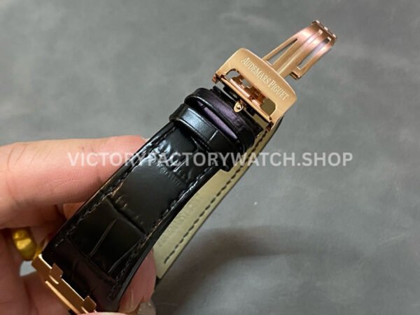 APS Factory Counterweight Audemars Piguet Royal Oak Selfwin ( (7) APS Factory Counterweight Audemars Piguet Royal Oak Selfwinding 41mm 15400OR.OO.D002CR.01 Rose Gold Leather Strap Black Dial