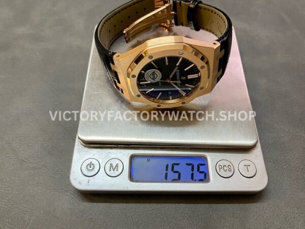 APS Factory Counterweight Audemars Piguet Royal Oak Selfwin ( (8) APS Factory Counterweight Audemars Piguet Royal Oak Selfwinding 41mm 15400OR.OO.D002CR.01 Rose Gold Leather Strap Black Dial