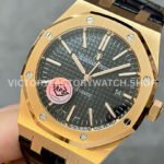APS Factory Counterweight Audemars Piguet Royal Oak Selfwin ( (9) APS Factory Counterweight Audemars Piguet Royal Oak Selfwinding 41mm 15400OR.OO.D002CR.01 Rose Gold Leather Strap Black Dial