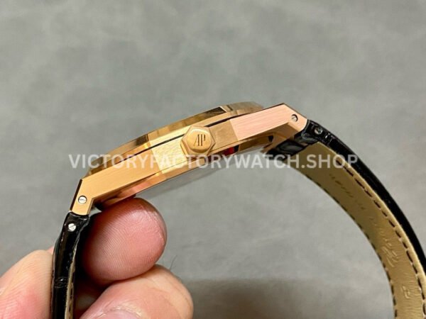 APS Factory Counterweight Audemars Piguet Royal Oak Selfwinding 41mm 1540 ( APS Factory Counterweight Audemars Piguet Royal Oak Selfwinding 41mm 15400OR Rose Gold Leather Strap Blue Dial