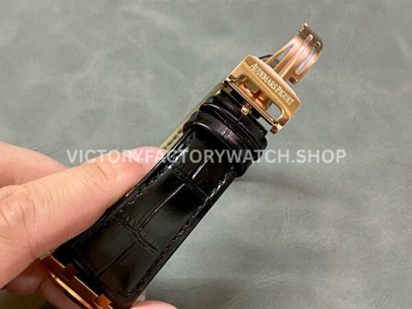 APS Factory Counterweight Audemars Piguet Royal Oak Selfwinding 41mm 1540 (1) APS Factory Counterweight Audemars Piguet Royal Oak Selfwinding 41mm 15400OR Rose Gold Leather Strap Blue Dial