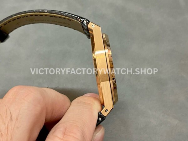 APS Factory Counterweight Audemars Piguet Royal Oak Selfwinding 41mm 1540 ( (3) APS Factory Counterweight Audemars Piguet Royal Oak Selfwinding 41mm 15400OR Rose Gold Leather Strap Blue Dial