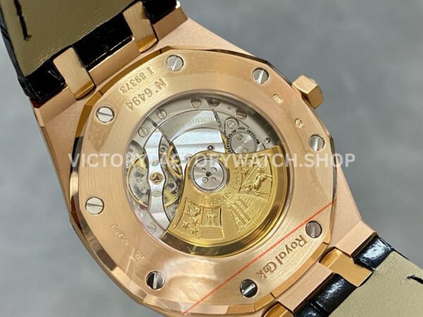 APS Factory Counterweight Audemars Piguet Royal Oak Selfwinding 41mm 1540 ( (5) APS Factory Counterweight Audemars Piguet Royal Oak Selfwinding 41mm 15400OR Rose Gold Leather Strap Blue Dial