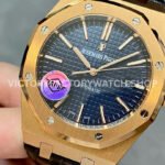 APS Factory Counterweight Audemars Piguet Royal Oak Selfwinding 41mm 1540 ( (7) APS Factory Counterweight Audemars Piguet Royal Oak Selfwinding 41mm 15400OR Rose Gold Leather Strap Blue Dial