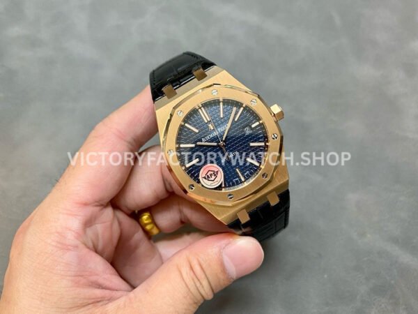 APS Factory Counterweight Audemars Piguet Royal Oak Selfwinding 41mm 1540 ( (9) APS Factory Counterweight Audemars Piguet Royal Oak Selfwinding 41mm 15400OR Rose Gold Leather Strap Blue Dial