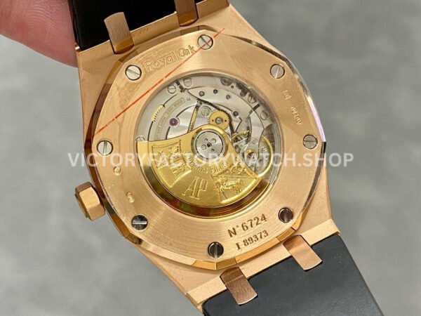 APS Factory Counterweight Audemars Piguet Royal Oak Selfwinding 41mm 15400 Rose Gold Rubber Strap Black Dial