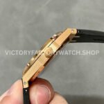 APS Factory Counterweight Audemars Piguet Royal Oak Selfwinding 41mm 15400 Rose Gold Rubber Strap Black Dial