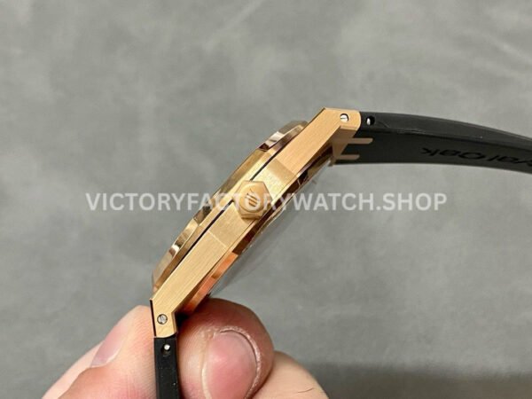 APS Factory Counterweight Audemars Piguet Royal Oak Selfwinding 41mm 15400 Rose Gold Rubber Strap Black Dial