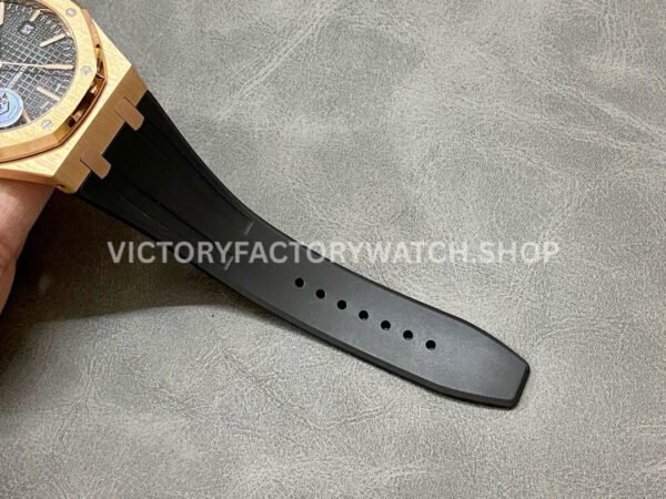 APS Factory Counterweight Audemars Piguet Royal Oak Selfwinding 41mm 15400 Rose Gold Rubber Strap Black Dial