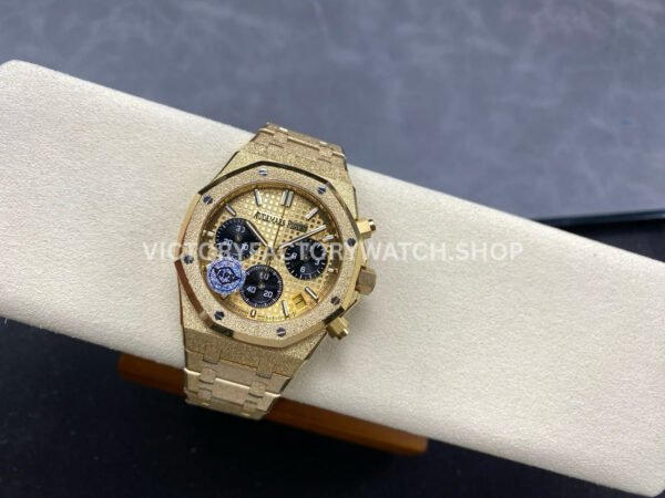 APS Factory Frosted Audemars Piguet Royal Oak Chronograph 26240BA.GG.1324BA.01 41mm Full Frosted Yellow Gold Black Eye Yellow Gold Dial