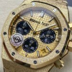APS Factory Frosted Audemars Piguet Royal Oak Chronograph 26240BA.GG.1324BA.01 41mm Full Frosted Yellow Gold Black Eye Yellow Gold Dial