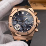 APS Factory Audemars Piguet Royal Oak Chronograph 26240OR.OO.1320OR.01 41mm Rubber Strap Rose Gold Blue Dial
