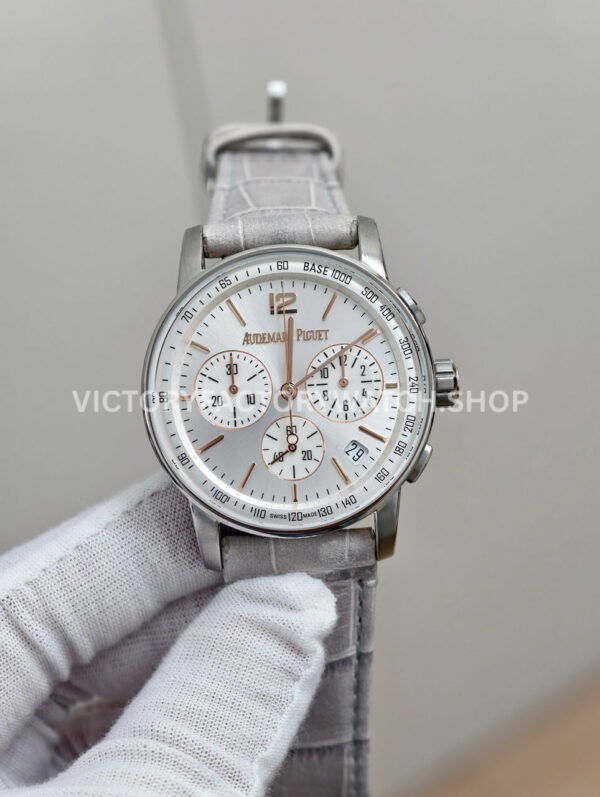 APS 26393CR silver dial rose gold canvas strap Code 11.59 41mm