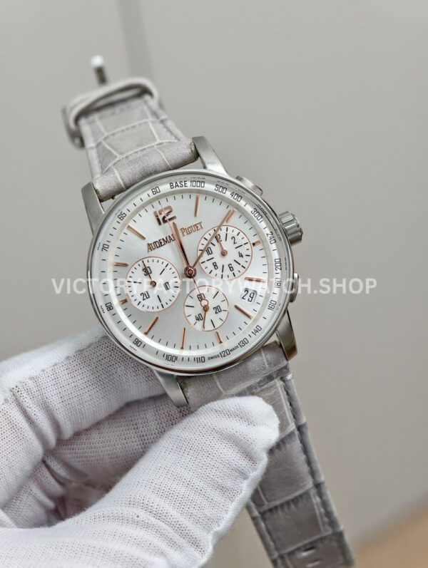 APS Factory Audemars Piguet Code 11.59 26393CR.OO.A008KB.01 41mm Rose Gold Canvas Strap Silver Dial