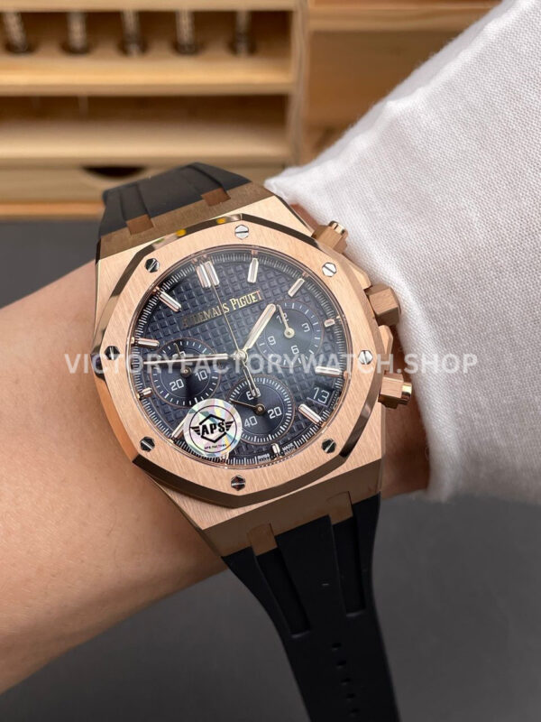 APS Factory Audemars Piguet Royal Oak Chronograph 26240OR.OO.1320OR.01 41mm Rubber Strap Rose Gold Blue Dial