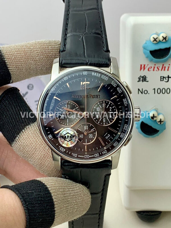 APS Code 26393CR grey dial white gold canvas strap 41mm