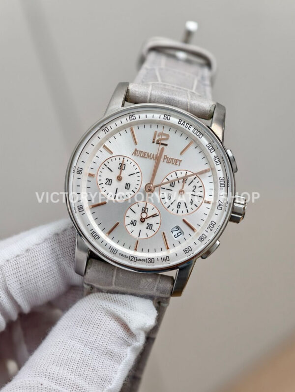 APS Factory Audemars Piguet Code 11.59 26393CR.OO.A008KB.01 41mm Rose Gold Canvas Strap Silver Dial