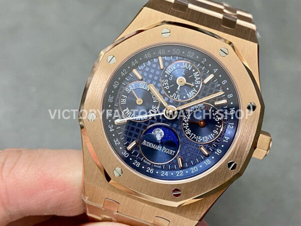 BBR Factory Audemars Piguet Royal Oak Perpetual Calendar 26574OR.OO.1220OR.02 ( (5) BBR Factory Audemars Piguet Royal Oak Perpetual Calendar 26574OR.OO.1220OR.02 41mm Full Rose Gold Steel Blue Dial