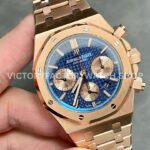 BF Factory Audemars Piguet Royal Oak Chronograph 26239OR.OO.1220OR.01 41mm Full Rose Gold Blue Dial