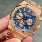 BF Factory Audemars Piguet Royal Oak Chronograph 26239OR.OO.1220OR.01 41mm Full Rose Gold Blue Dial