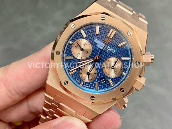 BF Factory Audemars Piguet Royal Oak Chronograph 26239OR.OO.1220OR.01 41mm Full Rose Gold Blue Dial
