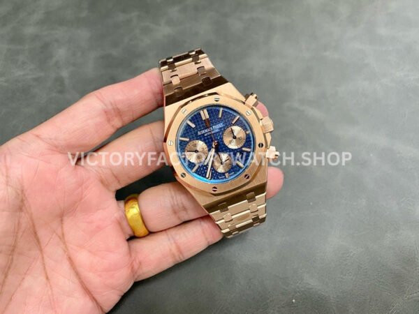BF Factory Audemars Piguet Royal Oak Chronograph 26239OR.OO.1220OR.01 41mm Full Rose Gold Blue Dial