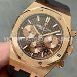 BF Factory Audemars Piguet Royal Oak Chronograph 26239OR.OO.D821CR.01 41mm Rose Gold Rubber Strap Brown Dial
