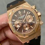 BF Factory Audemars Piguet Royal Oak Chronograph 26239OR.OO.D821CR.01 41mm Rose Gold Rubber Strap Brown Dial