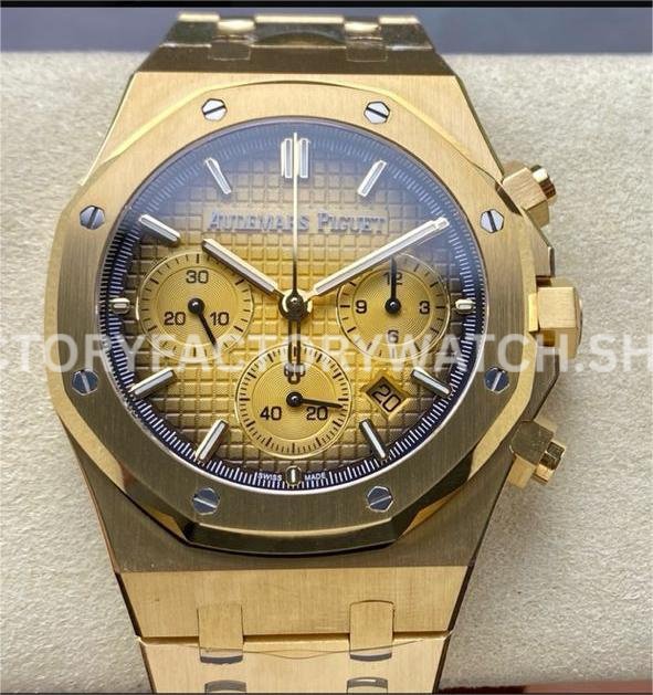 BF Factory Audemars Piguet Royal Oak Chronograph 26240BA.OO.1320BA.02 41mm Full Yellow ( (10) BF 26240BA champagne dial chronograph Royal Oak