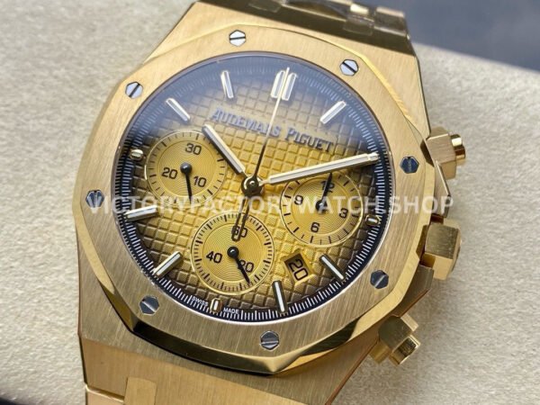 BF Factory Audemars Piguet Royal Oak Chronograph 26240BA.OO.1320BA.02 41mm Full Yellow ( (3) BF Factory Audemars Piguet Royal Oak Chronograph 26240BA.OO.1320BA.02 41mm Full Yellow Gold Champagne Dial