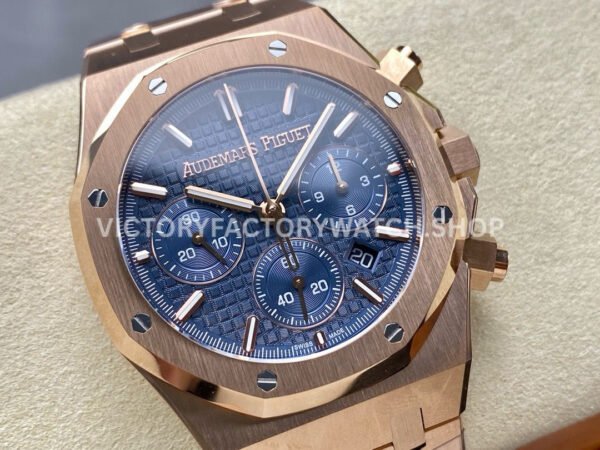 BF Factory Audemars Piguet Royal Oak Chronograph 26240OR.OO.1320OR.05 41mm Full Rose Gold Blue Dial