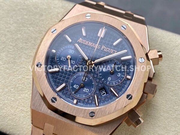 BF Factory Audemars Piguet Royal Oak Chronograph 26240OR.OO.1320OR.05 41mm Full Rose Gold Blue Dial