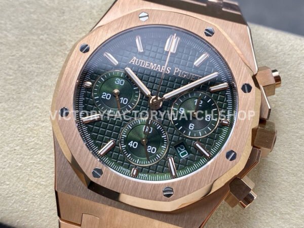 BF Factory Audemars Piguet Royal Oak Chronograph 26240OR.OO.1320OR.08 41mm Full Rose Gold Green Dial