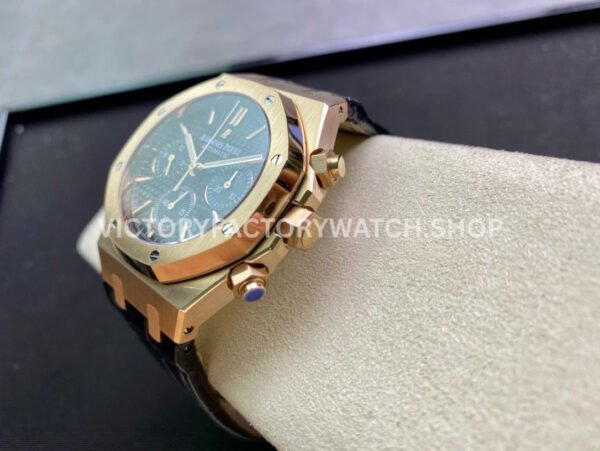 BF Factory Audemars Piguet Royal Oak Chronograph 26240OR.OO.D002CR.02 41mm Rose Gold Leather Strap Black Dial