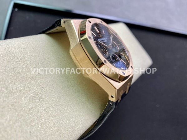 BF Factory Audemars Piguet Royal Oak Chronograph 26240OR.OO.D002CR.02 41mm Rose Gold Leather Strap Black Dial