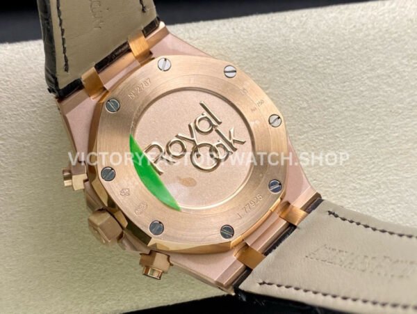 BF Factory Audemars Piguet Royal Oak Chronograph 26240OR.OO.D002CR.02 41mm Rose Gold Leather Strap Black Dial
