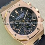 BF Factory Audemars Piguet Royal Oak Chronograph 26240OR.OO.D002CR.02 41mm Rose Gold Leather Strap Black Dial
