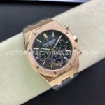 BF Factory Audemars Piguet Royal Oak Chronograph 26240OR.OO.D002CR.02 41mm Rose Gold Leather Strap Black Dial