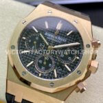 BF Factory Audemars Piguet Royal Oak Chronograph 26240OR.OO.D002CR.02 41mm Rose Gold Leather Strap Black Dial
