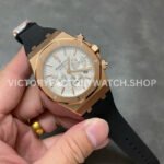 BF Factory Audemars Piguet Royal Oak Chronograph 26320OR.OO.1220OR.02 41mm Rose Gold Rubber Strap White Dial