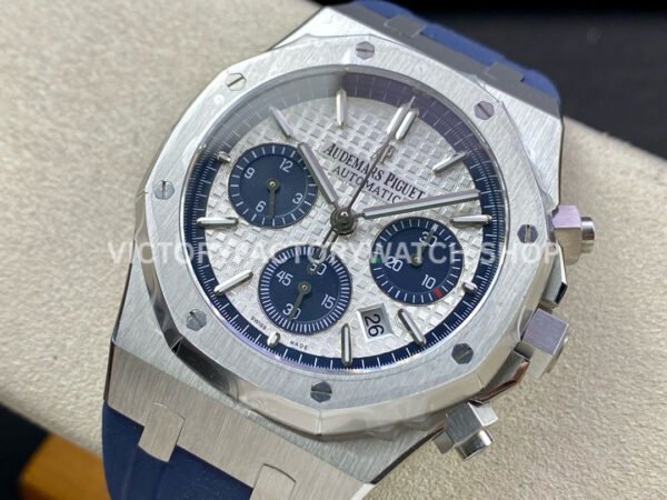 BF Factory Audemars Piguet Royal Oak Chronograph 26326ST.OO.D027CA.01 41mm Ste ( (6) BF Factory Audemars Piguet Royal Oak Chronograph 26326ST.OO.D027CA.01 41mm Steel Rubber Strap Blue Eye Silver Dial