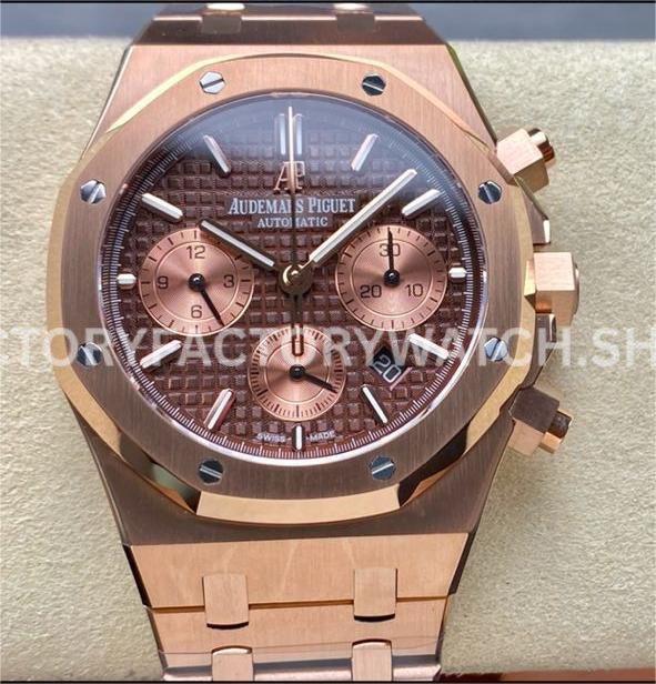 BF Factory Audemars Piguet Royal Oak Chronograph 26331OR.OO.1220OR.02 41mm Full Rose Gold B ( (10) BF 26331OR brown dial chronograph Royal Oak