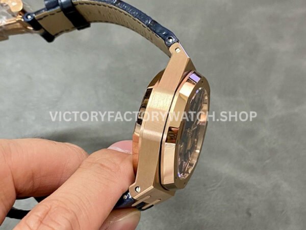 BF Factory Audemars Piguet Royal Oak Chronograph 26331OR.OO.D315CR.01 41mm Rose Gold Leather Strap Blue Dial
