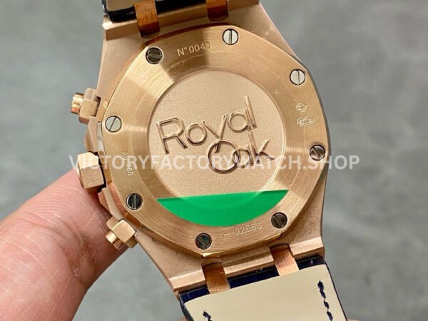 BF Factory Audemars Piguet Royal Oak Chronograph 26331OR.OO.D315CR.01 41mm Rose Gold Leather Strap Blue Dial