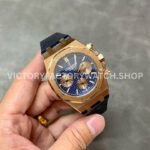 BF Factory Audemars Piguet Royal Oak Chronograph 26331OR.OO.D315CR.01 41mm Rose Gold Leather Strap Blue Dial