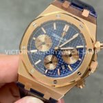 BF Factory Audemars Piguet Royal Oak Chronograph 26331OR.OO.D315CR.01 41mm Rose Gold Leather Strap Blue Dial
