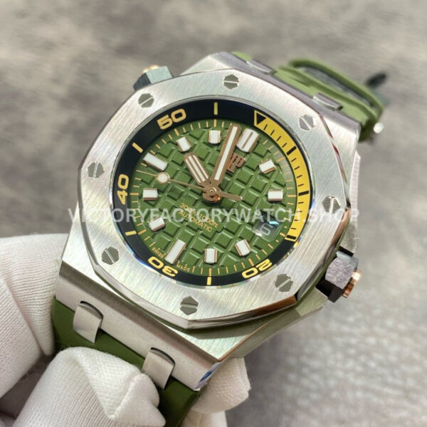 BF Factory Audemars Piguet Royal Oak Offshore Diver 15720ST.OO.A052CA.01 Steel Rubber Stra ( (6) BF Factory Audemars Piguet Royal Oak Offshore Diver 15720ST.OO.A052CA.01 Steel Rubber Strap Green Dial