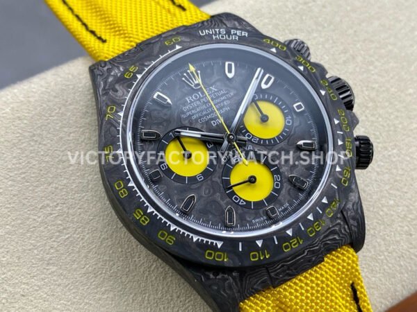 DIW Factory Rolex Daytona Limited Edition 116500 40mm Carbon Fiber Artificial Fiber Woven Strap Yellow Eye Carbon Fiber Dial