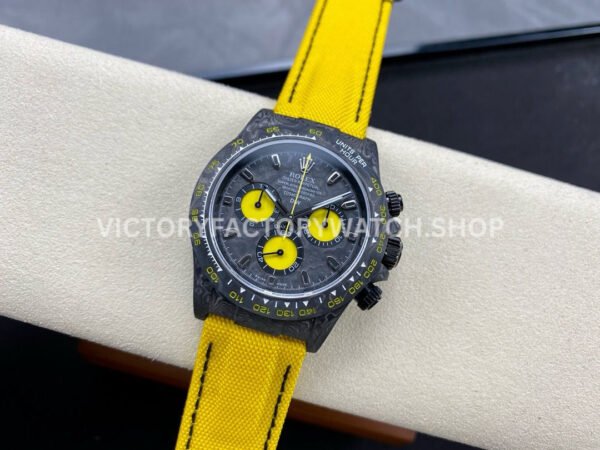 DIW Factory Rolex Daytona Limited Edition 116500 40mm Carbon Fiber Artificial Fiber Woven Strap Yellow Eye Carbon Fiber Dial