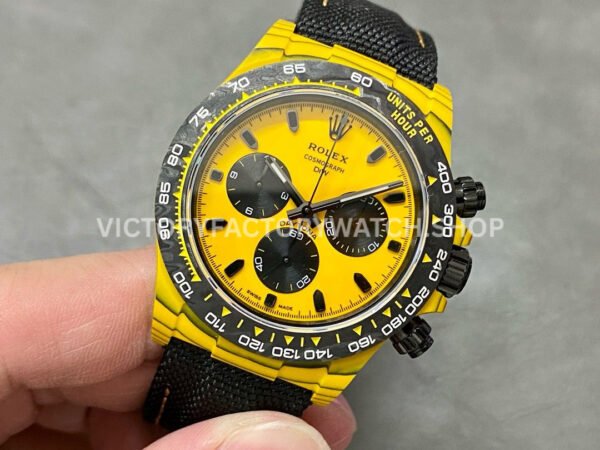 DIW Factory Rolex Daytona Limited Edition 116500 40mm Carbon Fiber Artificial Fiber Woven Strap Yellow Dial